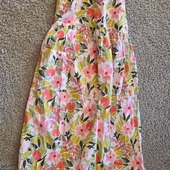 UK George Brand Cottage Garden Floral Print Linen Look Midi Dress - Picture 2 of 4